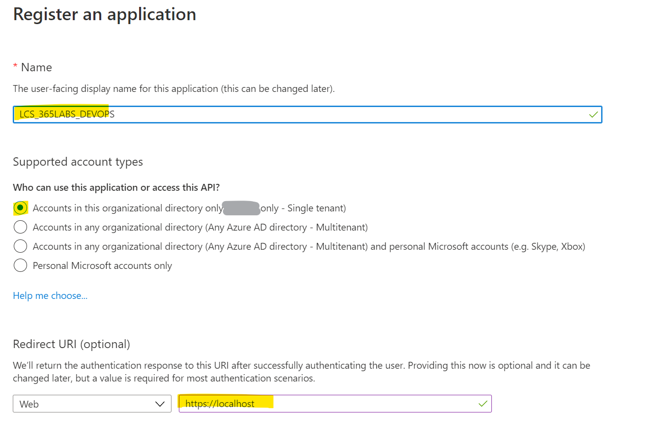 Azure Active Directory - Register an application